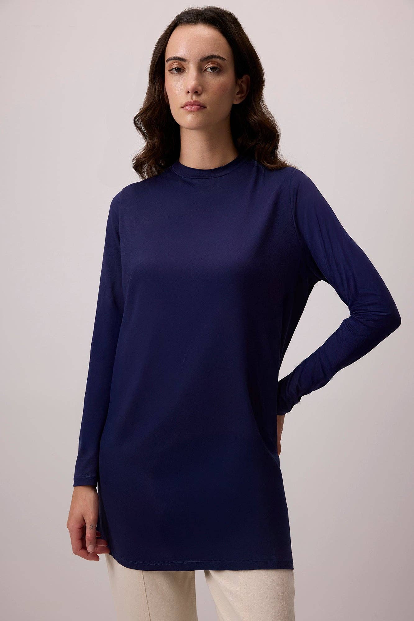 Navy Blue LONG VISCOSE TUNIC for wholesale on Faire3