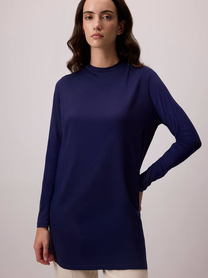 Navy Blue LONG VISCOSE TUNIC for wholesale on Faire3