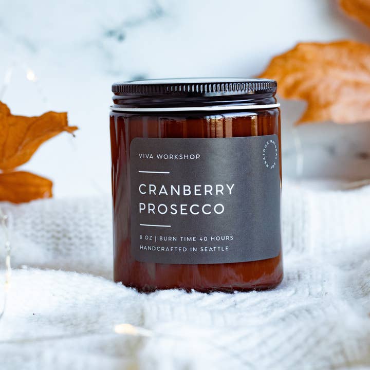 Viva Workshop - Wholesale Jar/Filled Candle - Cranberry Prosecco – Festive Scented Soy Candle10