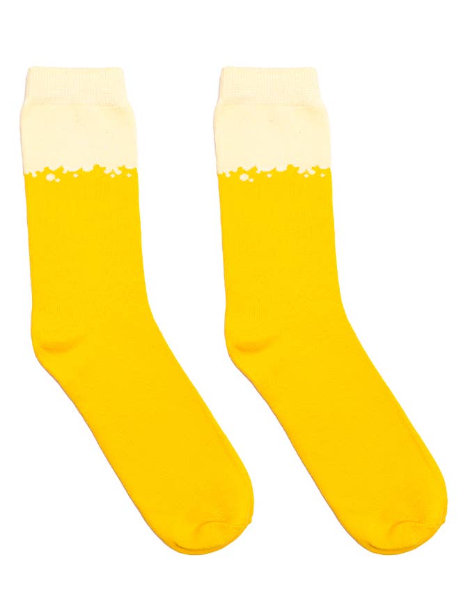 Living Royal - Vente Chaussettes – unisexe - Chaussettes Crew emballées en 3D - Verre à bière - Jaune2