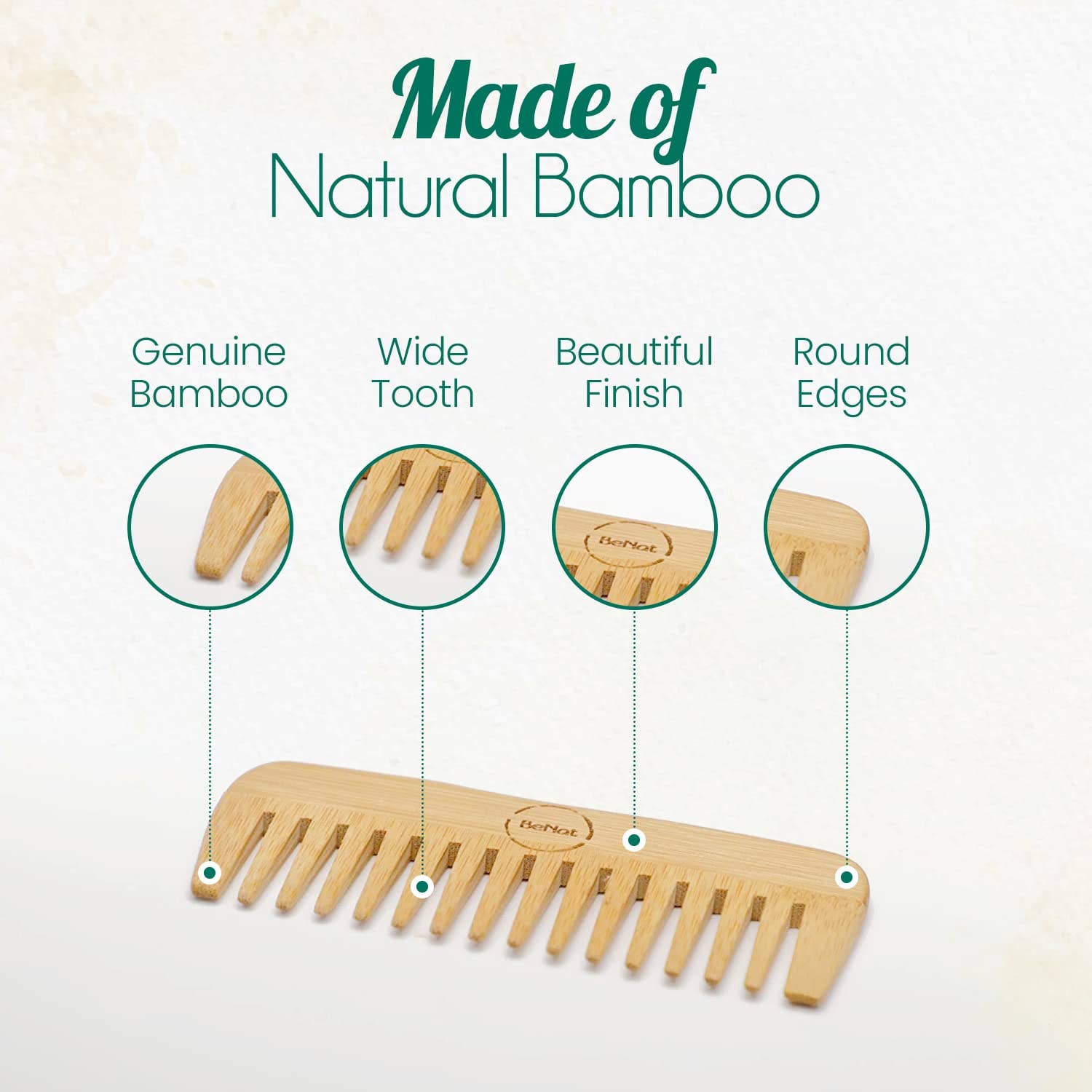 BeNat - Wholesale Hair Brush/Comb - All-Natural Bamboo Comb1