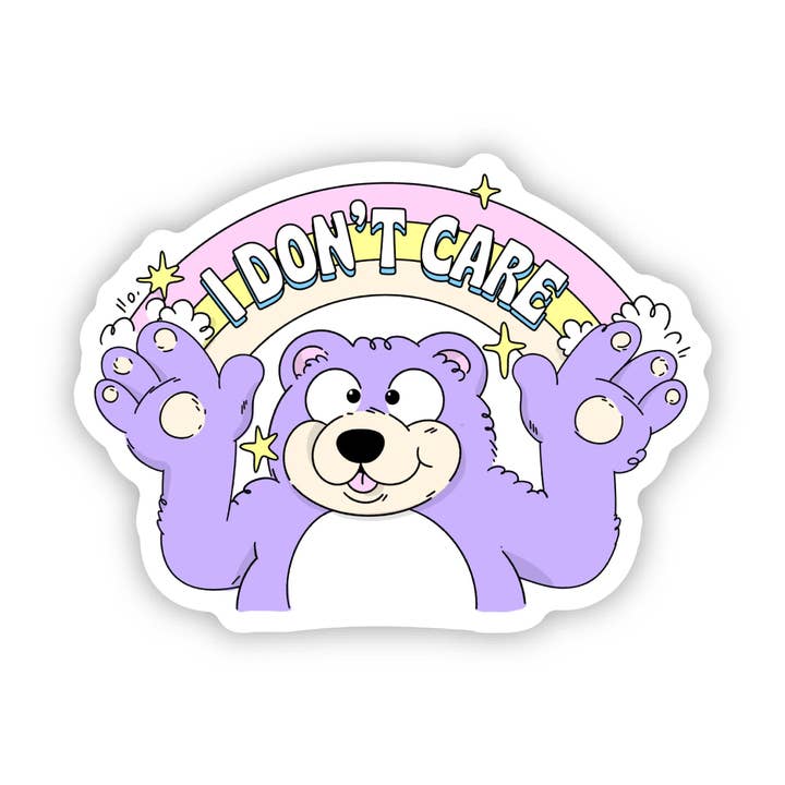 "I Don't Care" Rainbow Sticker for wholesale by Big Moods