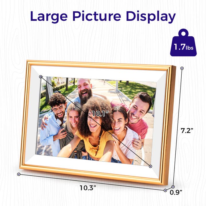 Primo Brands Group - Wholesale Picture Frame - ELIME 10.1 WiFi Frameo Digital Picture Frame (Gold)1