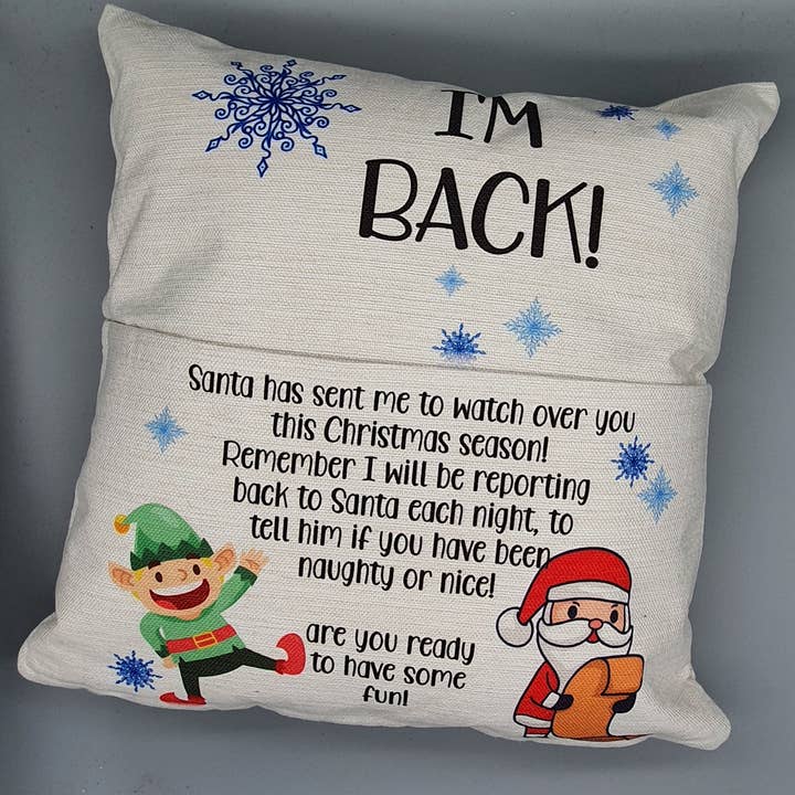 Gift and Stitch - Wholesale Throw/Decorative Pillow - Elf Arrival Cushion, Naughty Christmas Elf printed