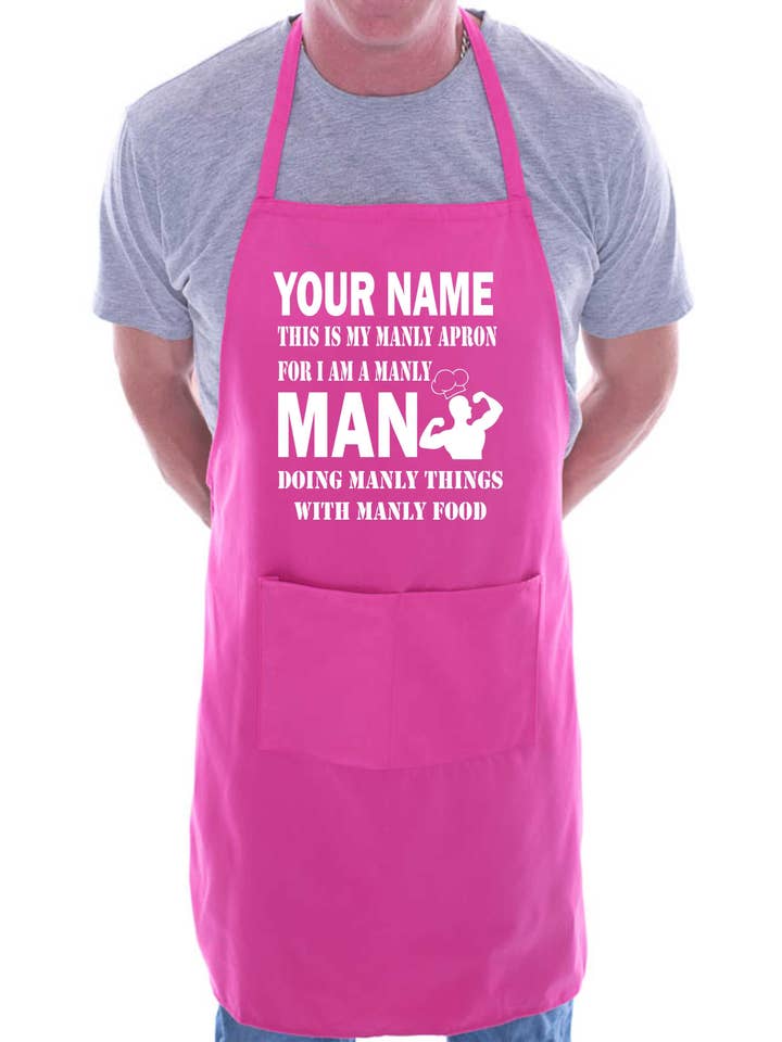 Adult Personalised Apron This Is My Manly Apron Your Name Funny BBQ Baking for wholesale by Print4U