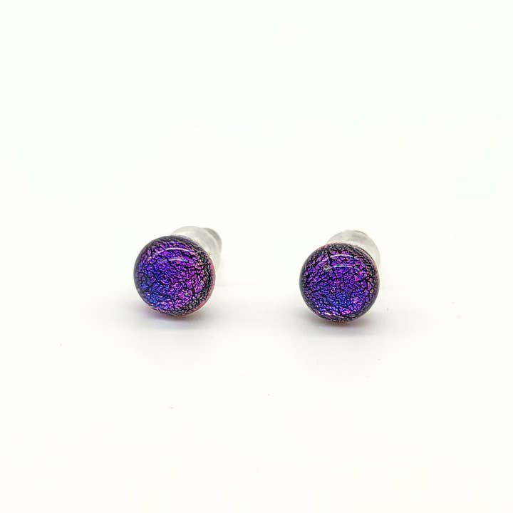 Indigo Dichroic Glass Stud Earring for wholesale by Eclectic Woodchuck