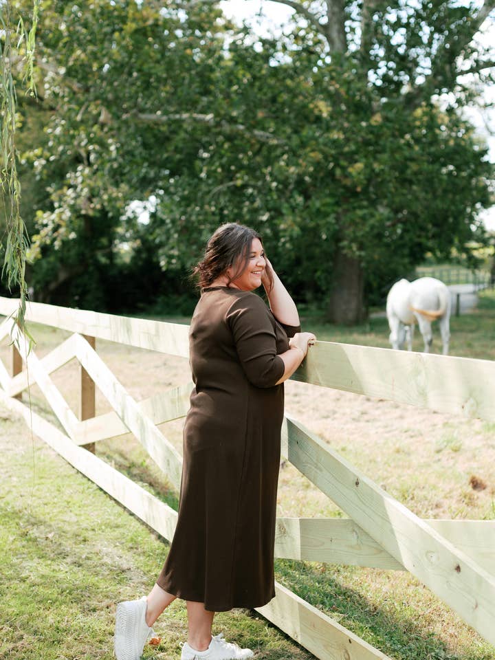 The Main Street Exchange - Wholesale Dress - Women's - 'Constance' 3/4 Sleeve Ribbed Midi Dress FINAL SALE8