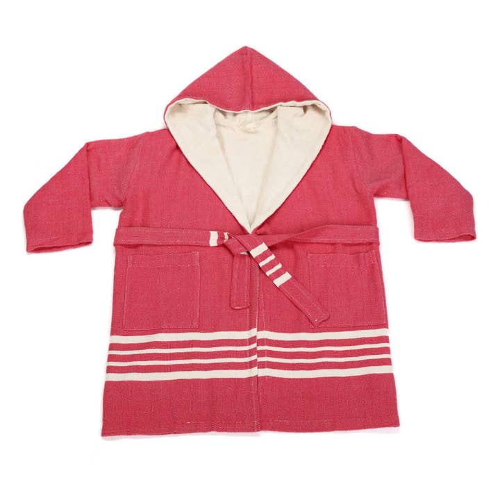 Albornoz infantil con capucha Ada, color fucsia para venta al por mayor de PESHCE