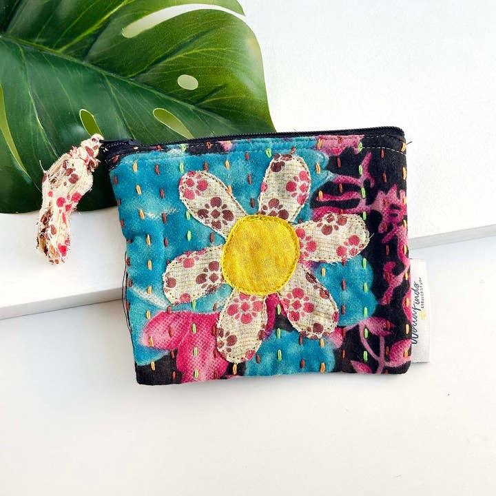 Kantha Flower Coin Purse for wholesale by WorldFinds