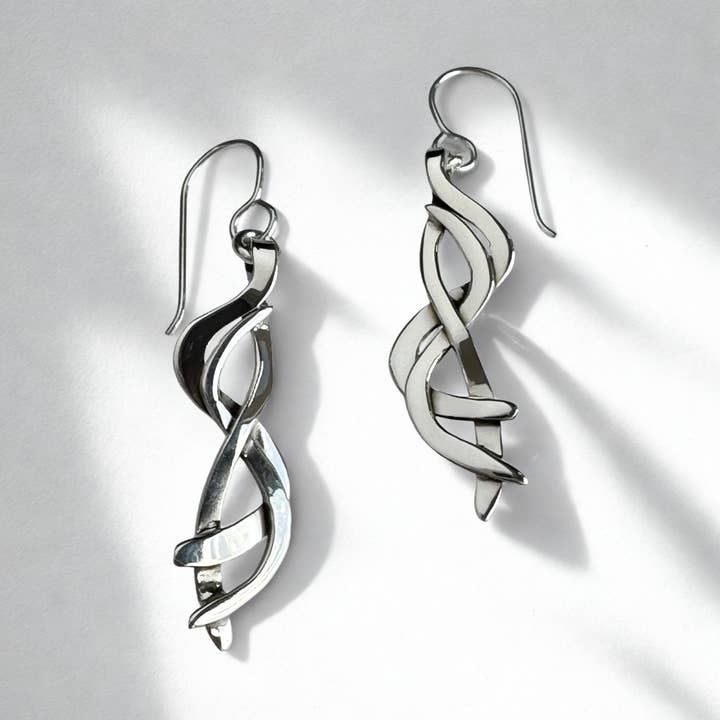 Pendientes colgantes de cinta entrelazada de plata de ley para venta al por mayor de De Mexico