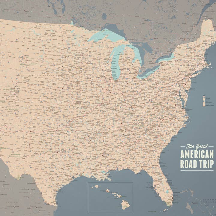 USA Road Trip Travel Map 24x36 Poster for wholesale by Best Maps Ever
