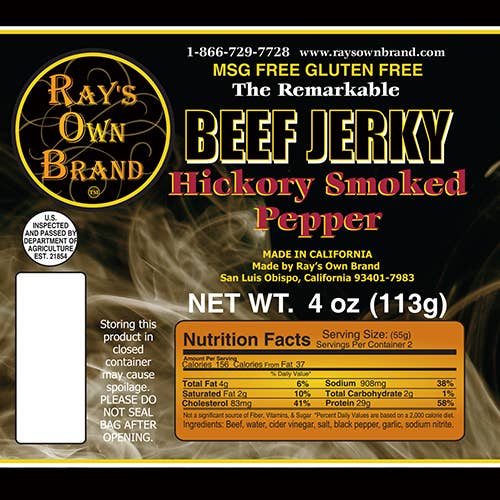 Ray's Own Brand - Wholesale Jerky - Ray's Own Brand Beef Jerky SM - Hickory Smoked Peppered2