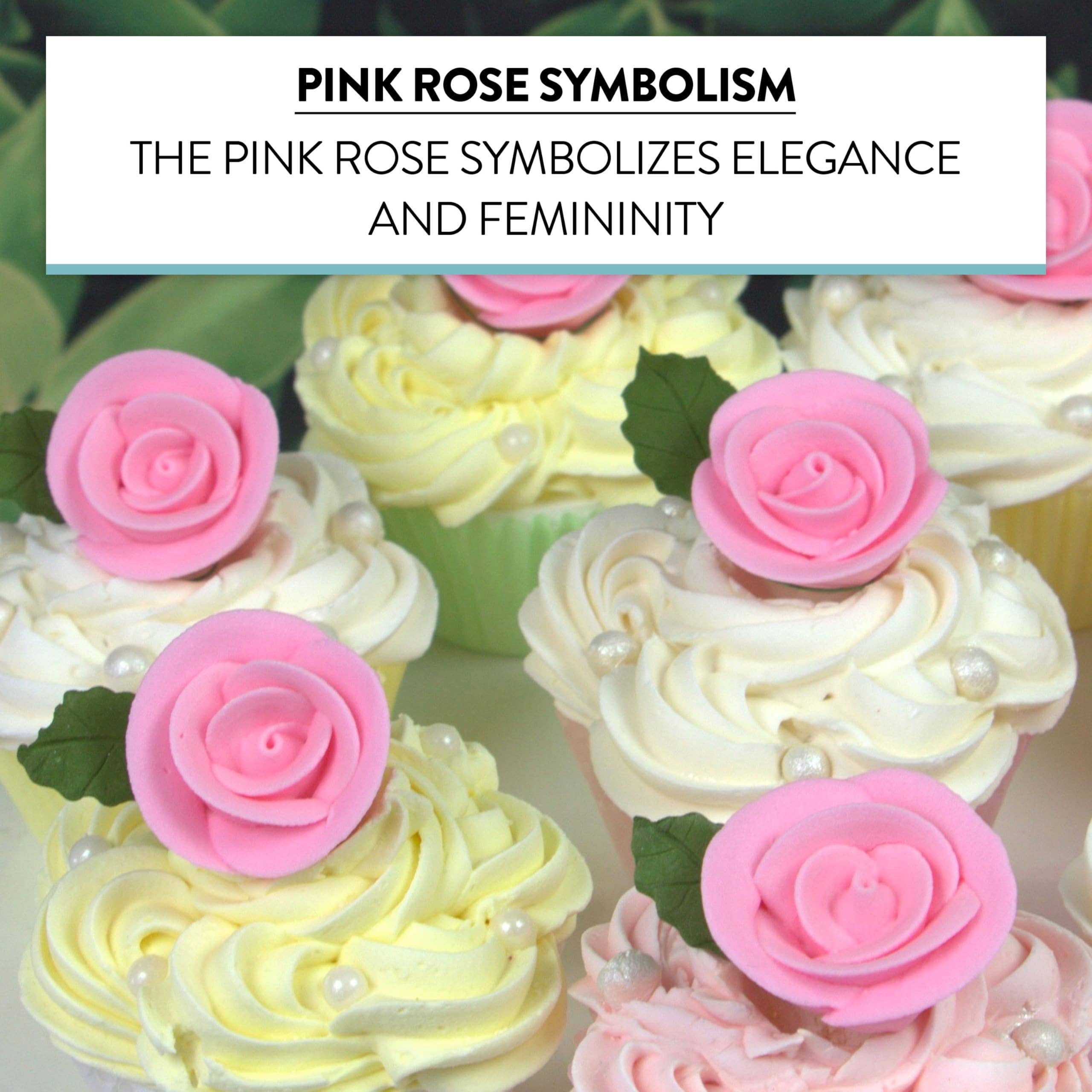 Global Sugar Art - Vente Décoration pour cake/cupcake - Roses comestibles premium pour gâteaux et cupcakes, roses en glaçage royal sucré, par Global Sugar Art, rose3