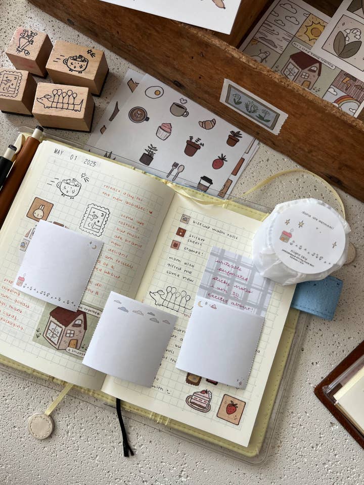 night sky perforated sticky note roll for wholesale by dana ate oatmeal!