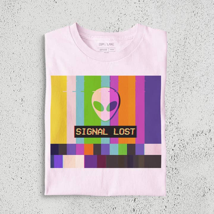 Camiseta Vaporwave Alienígena Sinal Perdido por atacado de Espi Lane