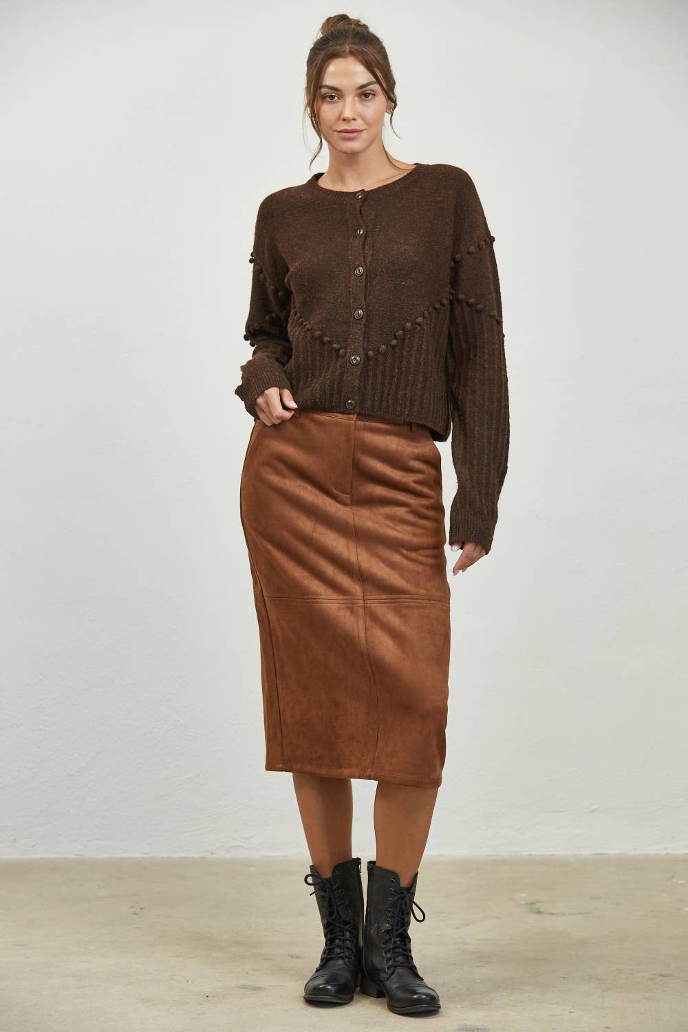 Edit by Nine - Wholesale Cardigan - Women's - Pom Pom Detail Oversized Sweater Cardigan7