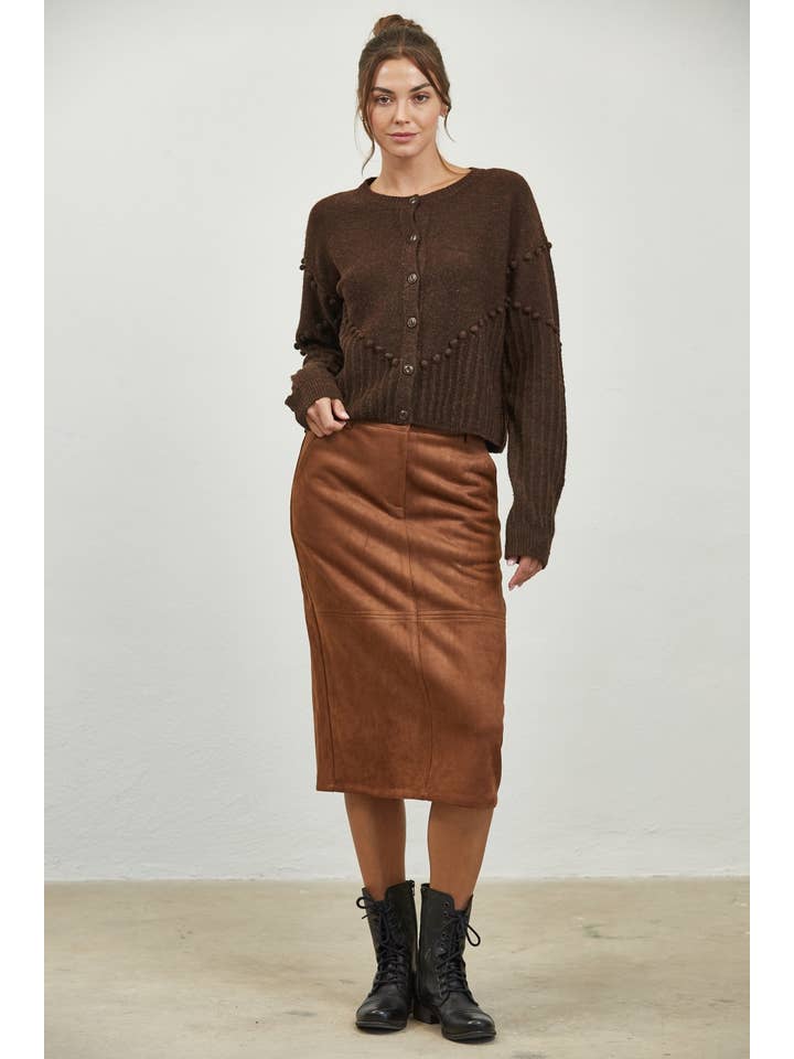 Edit by Nine - Wholesale Cardigan - Women's - Pom Pom Detail Oversized Sweater Cardigan7