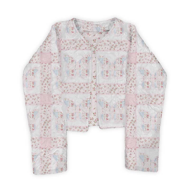 Vlinder Patchwork Pastel Kort Gewatteerd Jack voor wholesale door Ida Mae Home