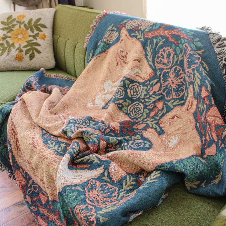 Mustard Beetle - Wholesale Throw Blanket - Woven Blanket Tapestry: Fox & Hare1