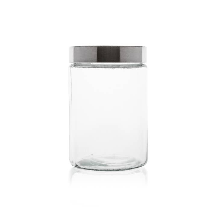 Lexi Home - Wholesale Canister - Premium 41 Oz. Round Clear Glass Canister with Chrome Lid