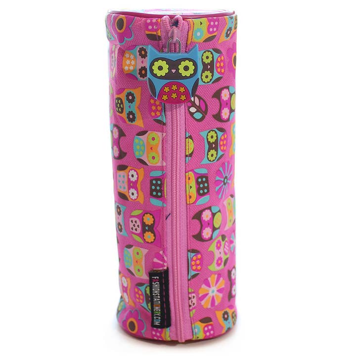 Powell Creative Products Ltd – wholesale Pencil case/pouch – Pink Pencil Case Hooty Owls Barrel for Back To School2