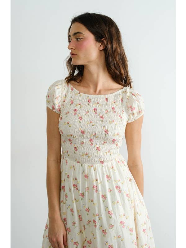 Cream MD2220 Floral Smocked Top Piecing Maxi Dress
for wholesale on Faire10