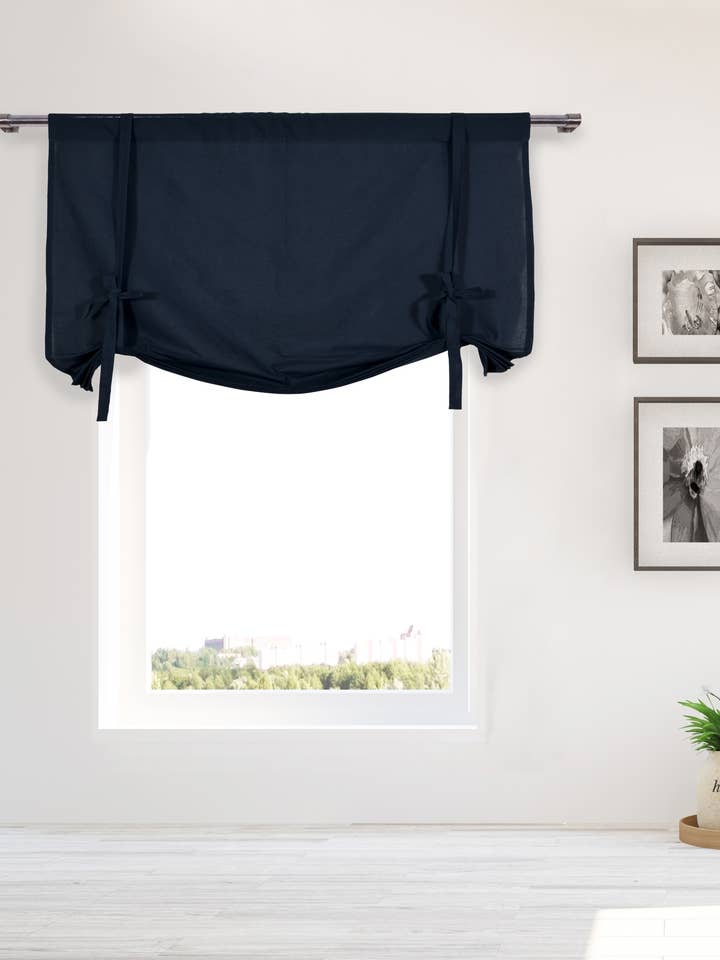 Solid Room Darkening Thermal Tie Up Curtain Set for wholesale by Duck River