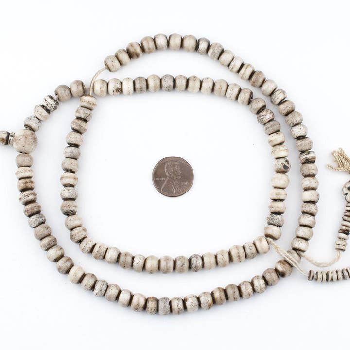 8mm Grey Bone Mala Prayer Beads for wholesale by The Bead Chest