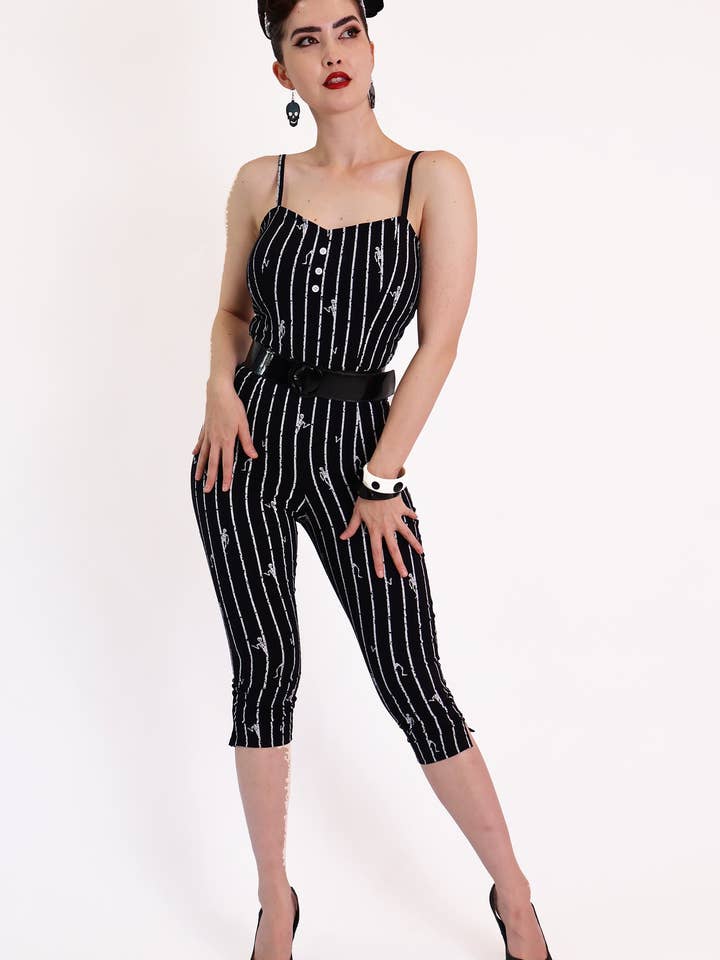 BONSAI KITTEN - Wholesale Jumpsuit – Women's - Skeleton Stripe Jumpsuit1