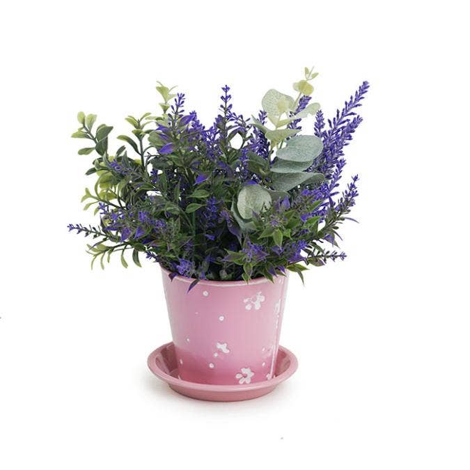 Buhi Imports - Wholesale Plant Pot - 4" Tin Pot and Saucer  Valentine & Spring1