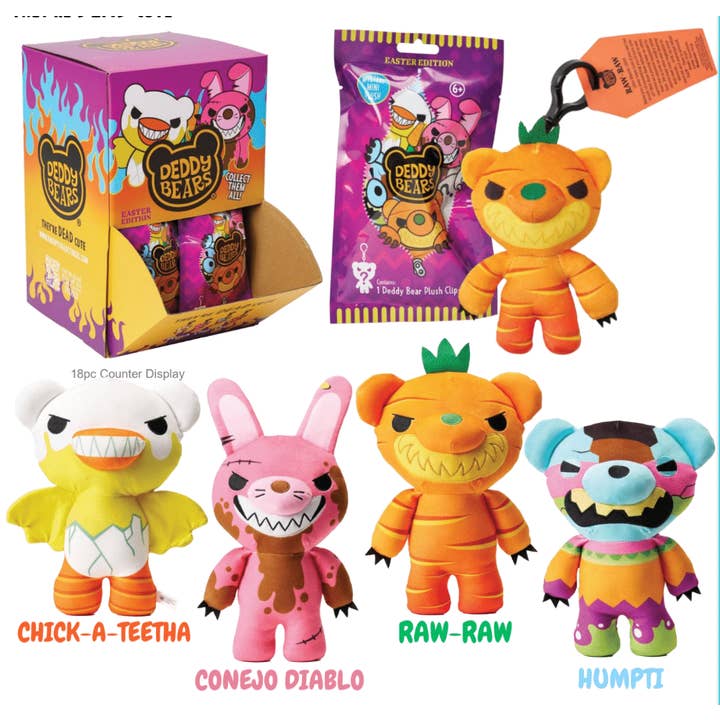 License 2 Play Toys - Wholesale Stuffed/Plush Toy - Kids & Baby - Deddy Bears 4.5" Clip-On Plush Spring Mystery Bag in Display