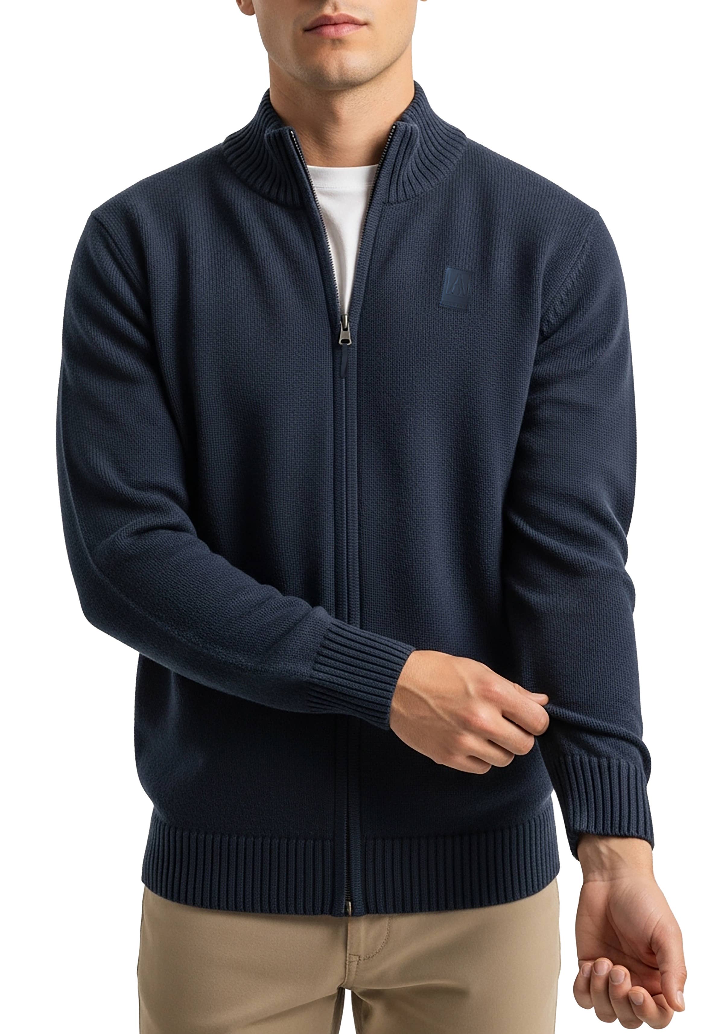 I-Wear Brands - Vendita all'ingrosso Maglione tricot - Uomo - Cardigan da uomo in maglia 100% cotone con cerniera completa0