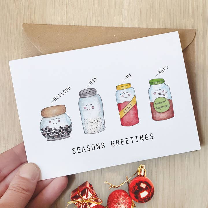 Seasons Hilsner Julekort for engroshandel hos The Curious Cactus