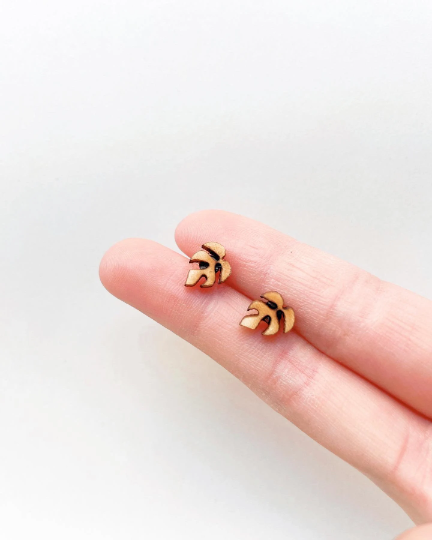 Dainty Little Tiny Things - Wholesale Stud/Post Earrings - Hypoallergenic Wooden Tiny Dainty Plant Studs4