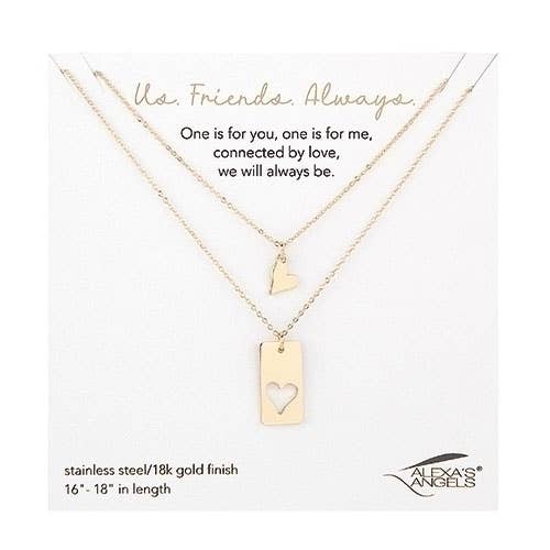 Gold Friends Necklace Set in Gift Bag for wholesale by Roman
