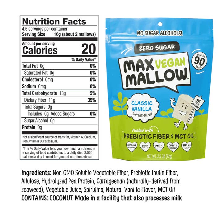 Max Sweets - Wholesale Marshmallow - VEGAN Classic Vanilla Max Mallows - Sugar Free Marshmallow