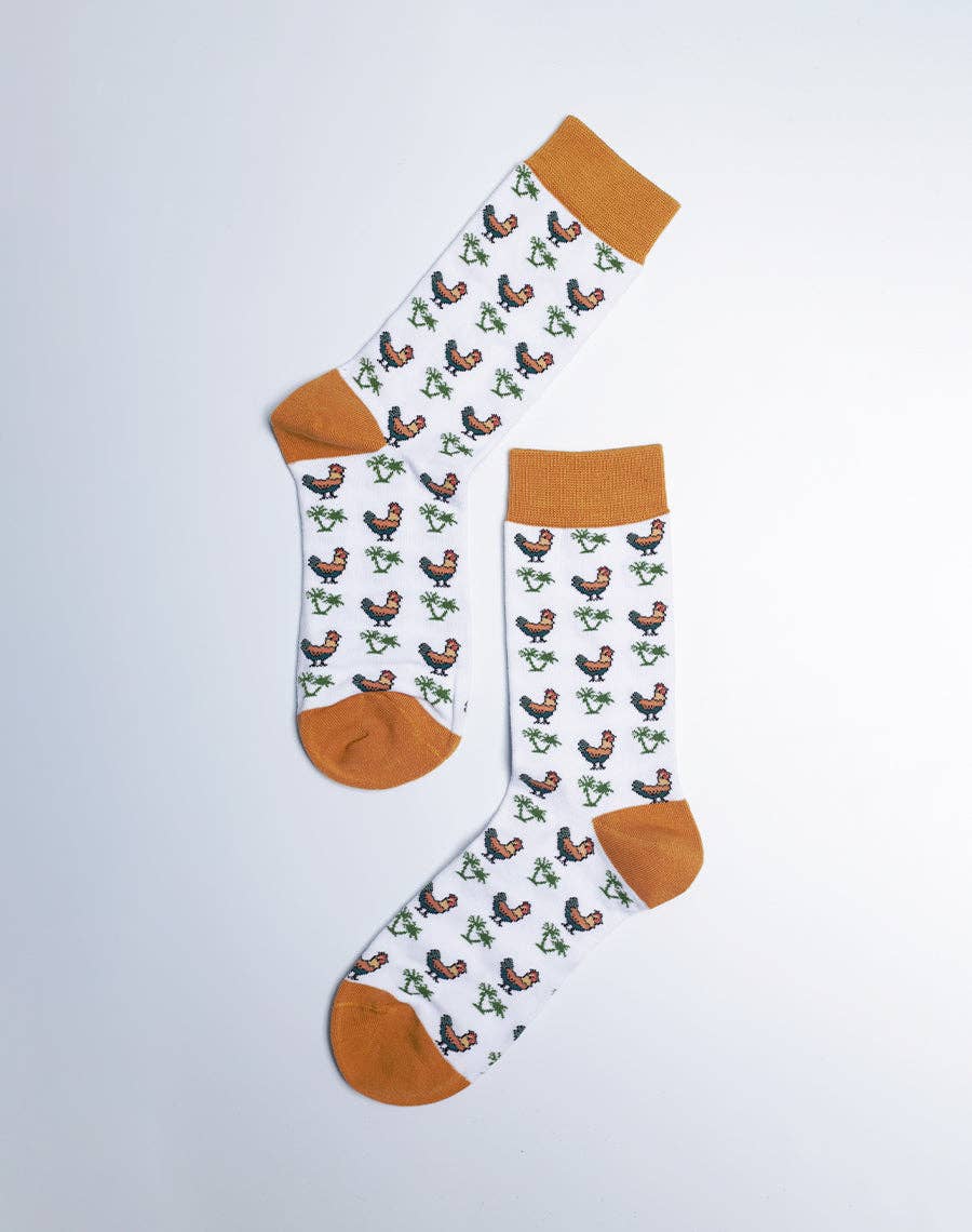 Just Fun Socks - Wholesale Socks - Women's - Women's Chickens & Palms Tropical Animal Crew Socks1