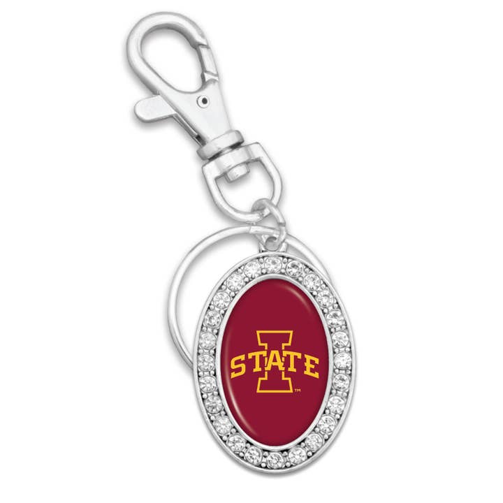 Iowa State Cyclones Oval Crystal Key Chain for wholesale by From The Heart