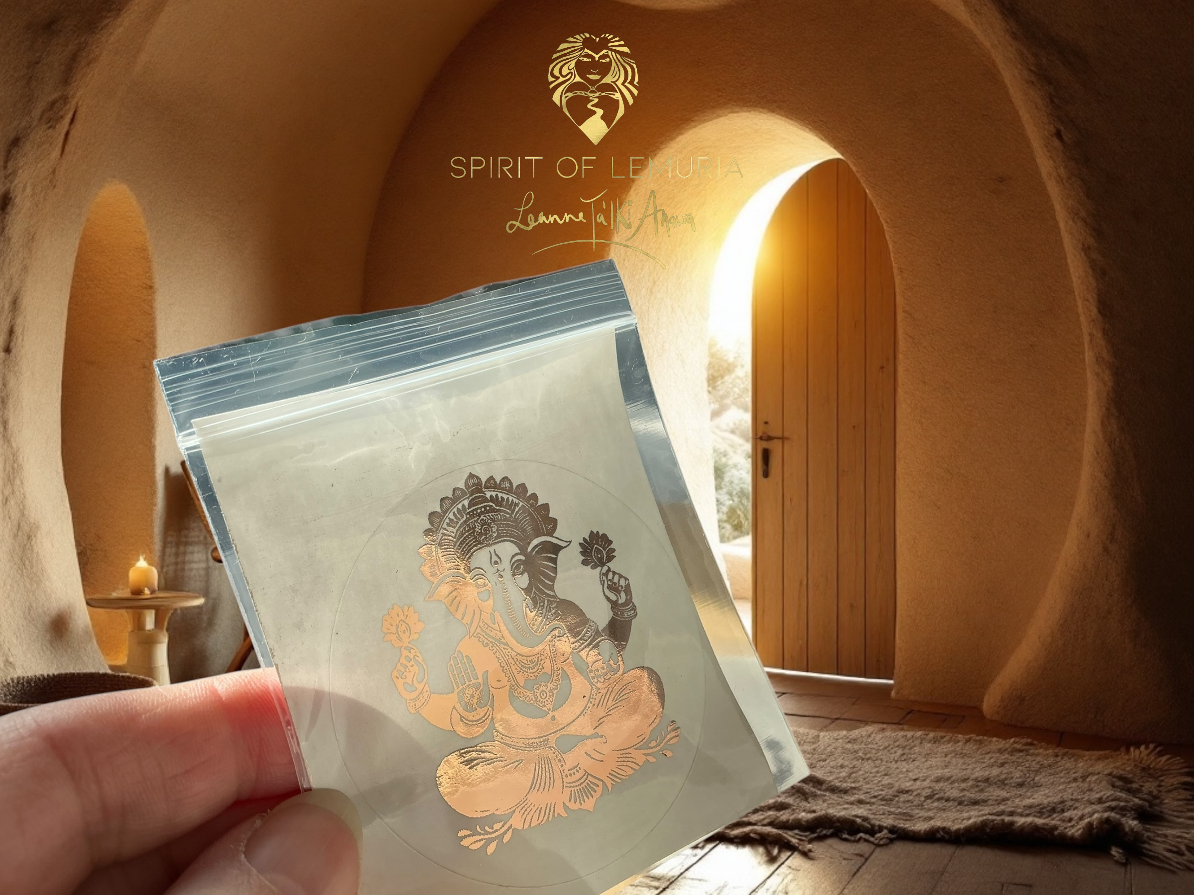 Spirit of Lemuria – Adesivo por atacado – Autocolante de Geometria Sagrada Ganesh 2 Foiled7