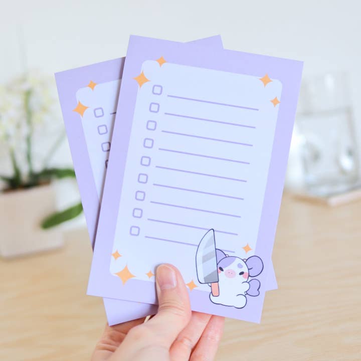 Purple Knife Cow Notepad for wholesale by Fuwuffle