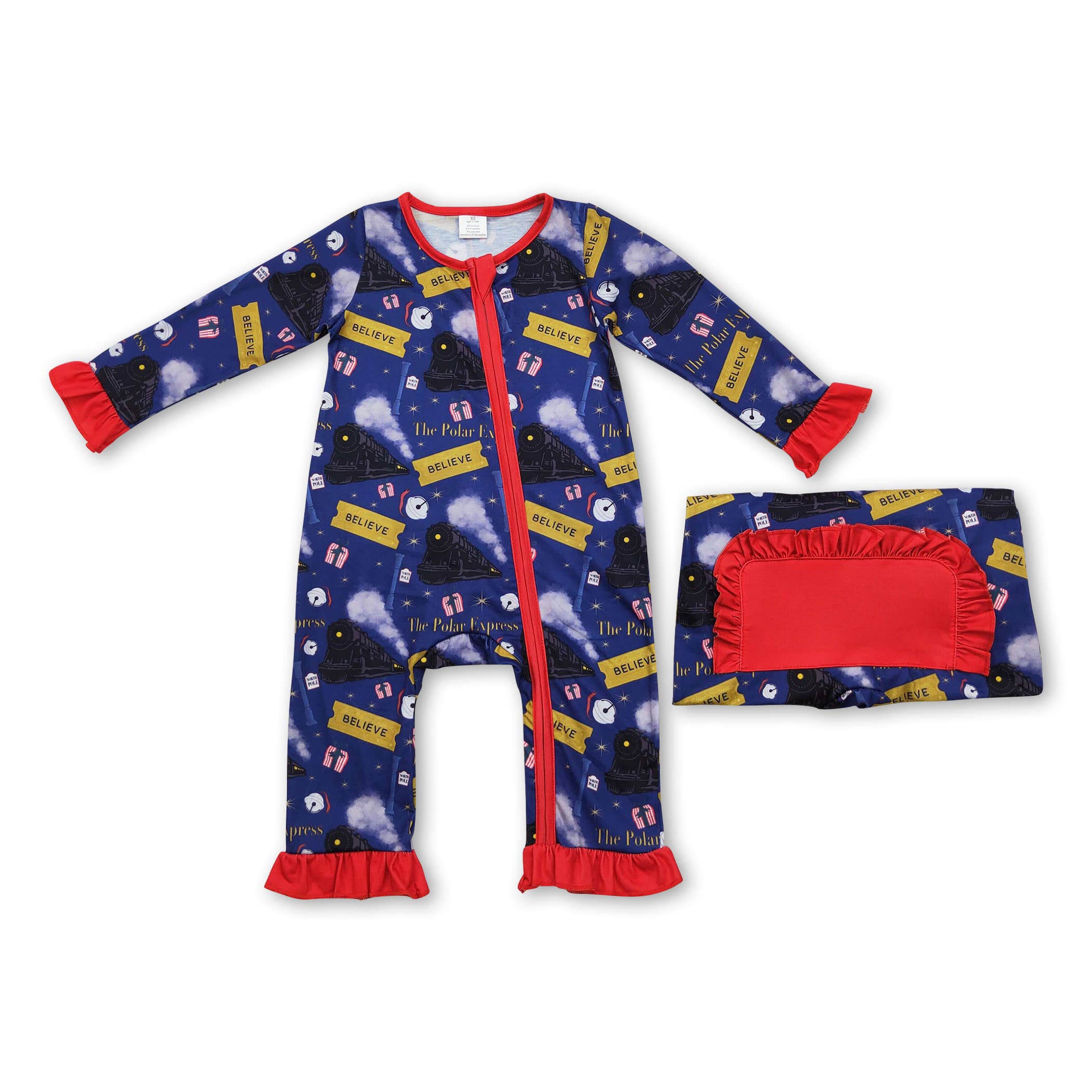 Yawoo Garments - Wholesale Sleepwear Set - Kids - Long sleeves train believe boys Christmas pajamas2