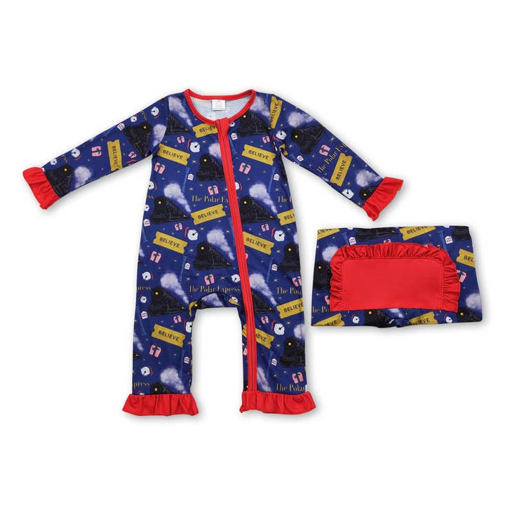 Yawoo Garments - Wholesale Sleepwear Set - Kids - Long sleeves train believe boys Christmas pajamas2