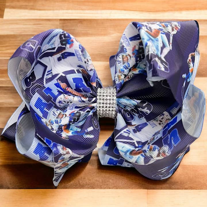 Kids Charm Online - Wholesale Hair Bow - Kids - COWBOYS PRINTED HAIR BOW W/ RHINESTONES. BW-DSG-941 4PCS/$10