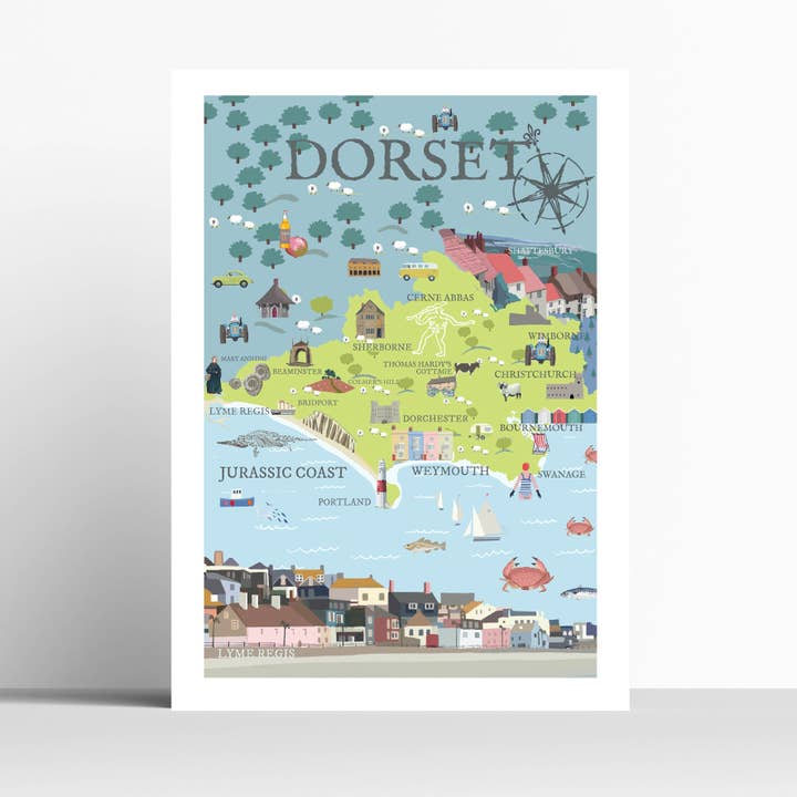 DORSET ILLUSTRATED MAP for wholesale by Betty Boyns Designs