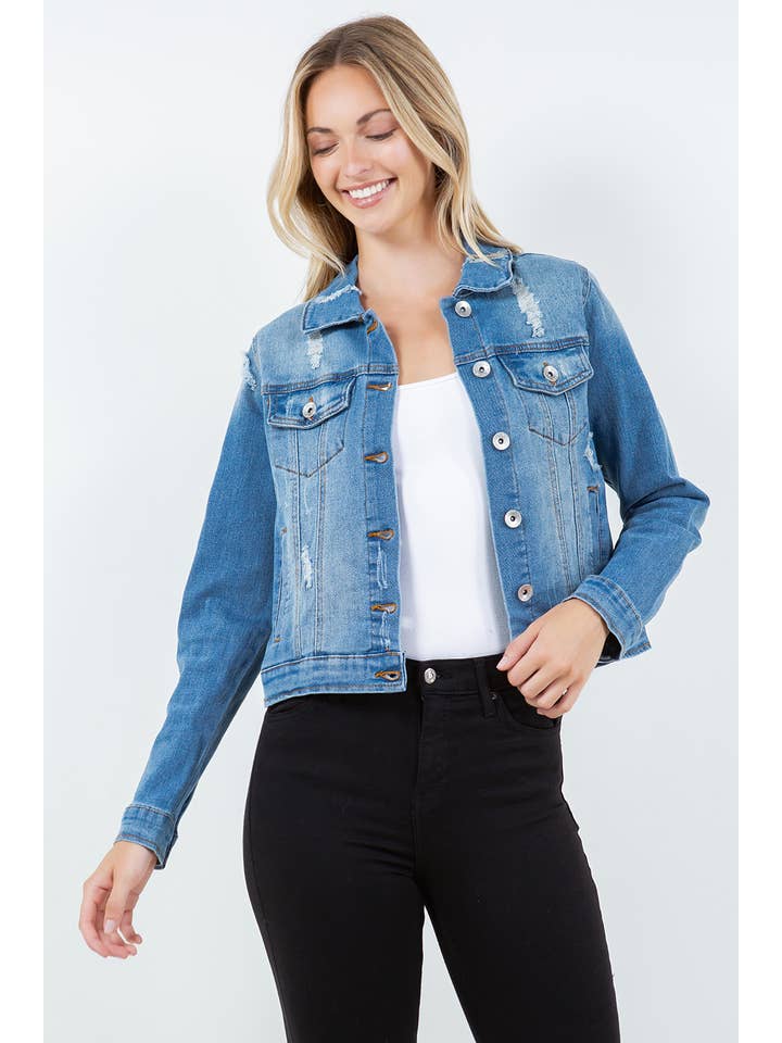 Veracci - Wholesale Denim Jacket - Women's - Stretch Classic Trucker Denim Jacket11