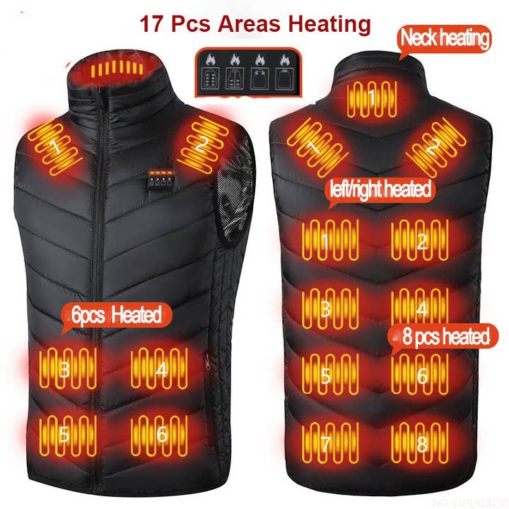 OceanusSwim - Wholesale Outerwear Vest - Women's - 17PCS Heated Jacket Fashion Men Women Coat Intelligent USB Electric Heating Thermal Warm Clothes Winter Heated Vest0