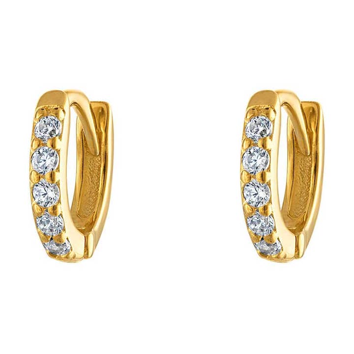 6mm Gold 18 Karat Vermeil Huggies Hoops Pave Earring Huggie for wholesale by Jewelry Bar