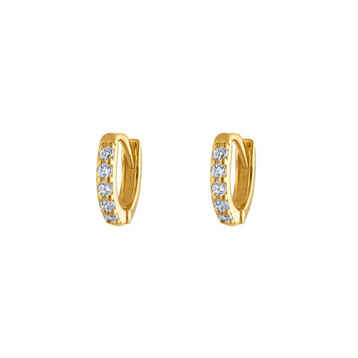 6mm Gold 18 Karat Vermeil Huggies Hoops Pave Earring Huggie for wholesale by Jewelry Bar
