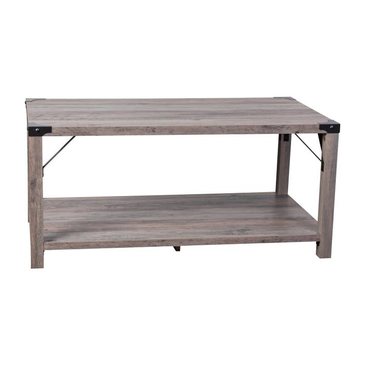 Gray Wash Coffee Table with Black Metal Accents for wholesale on Faire1
