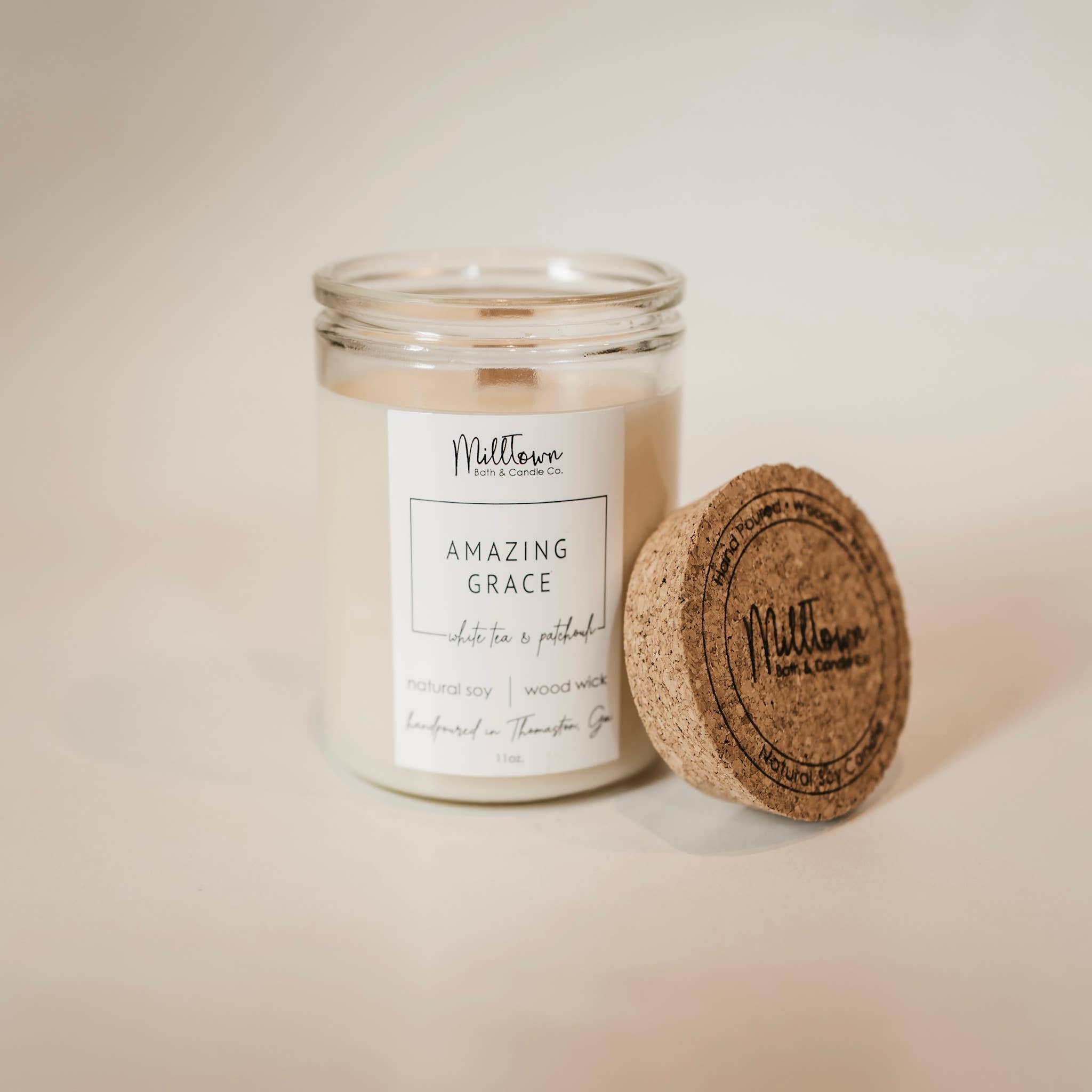 MillTown Bath & Candle Company - Wholesale Jar/Filled Candle - Amazing Grace Soy Candle-100% Natural Soy Wax | Wooden-Wick Candles | Clean-Burning & Long-Lasting1